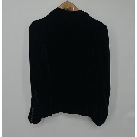 Black Velvet Long Sleeve Button Up Blazer  Jacket Shacket Womens S - Picture 7 of 11